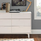 6-Drawer Caramel Mid-Century Modern Solid Pine Wood Dresser