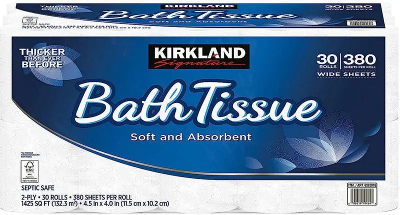 Kirkland Signature 2-Ply Bath Tissue, 425 Sheets Per Roll, 30 Rolls, Sustainable Paper