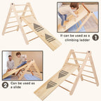 HARPPA Foldable 2-in-1 Wooden Pikler Triangle Climbing Arch With Ramp And Slide - Five Adjustable Angles