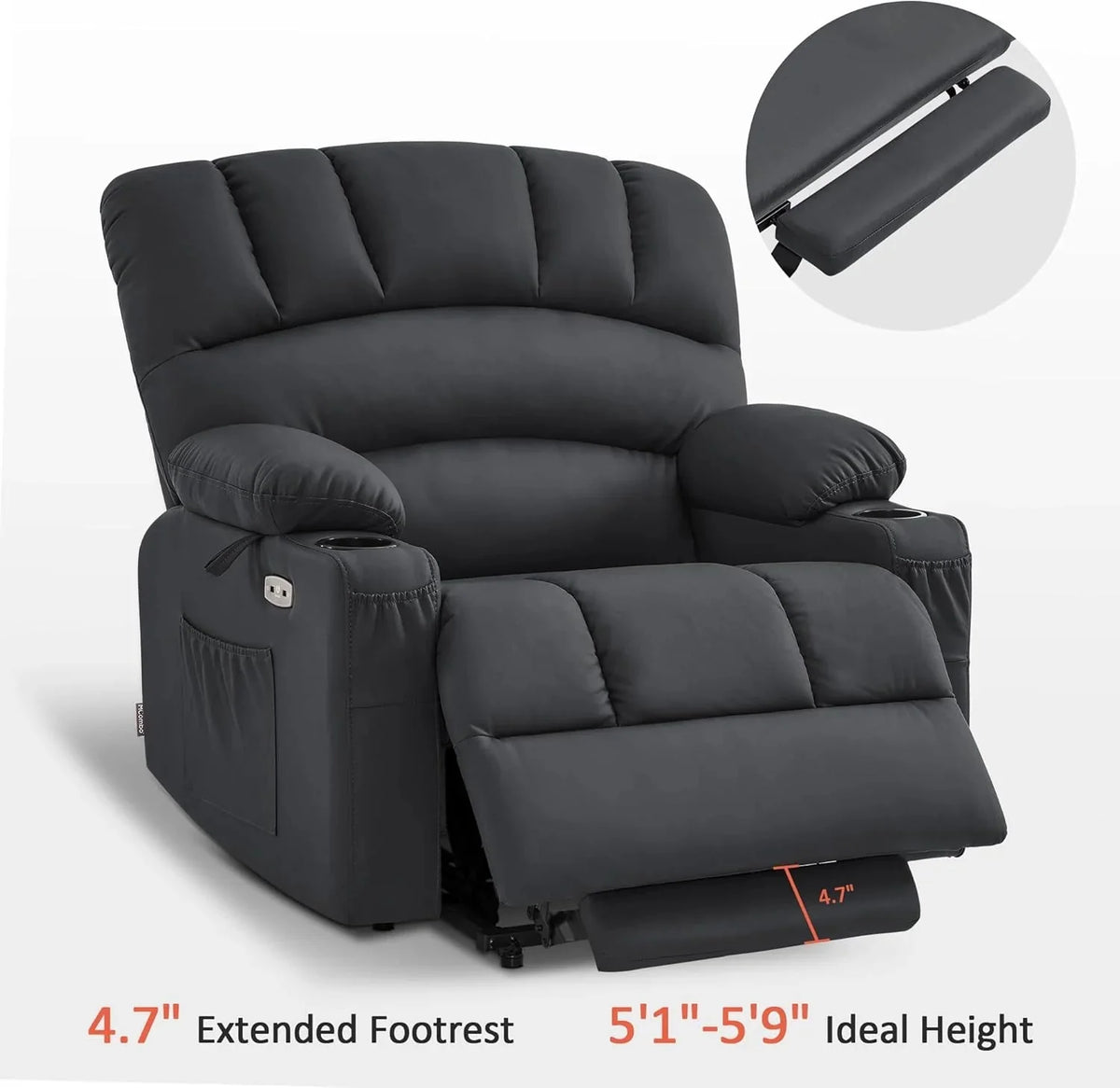 Heated Lift Recliner for Seniors with USB and Cup Holders