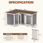 L Shape Corner Dog Crate Furniture For 2 Dogs, 58.7X41.1