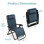 Best Choice Products Oversized Zero Gravity Folding Recliner With Removable Cushion And Side Tray - Fossil Gray