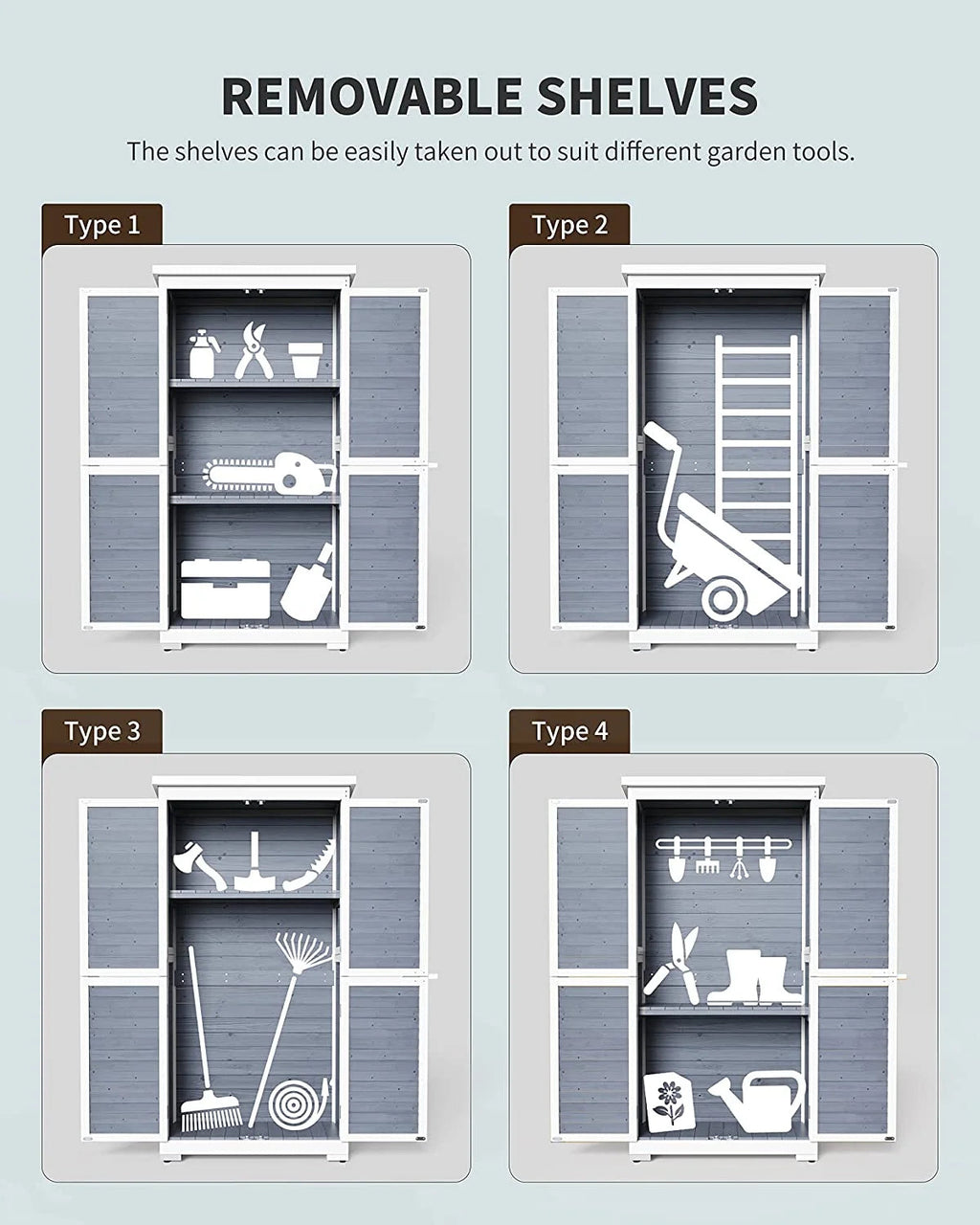 Lofka Outdoor Storage Cabinet With 2 Lockable Doors And 2 Adjustable Shelves, 34.3 x 18.3 x 63.2 in