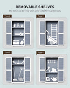 Lofka Outdoor Storage Cabinet With 2 Lockable Doors And 2 Adjustable Shelves, 34.3 x 18.3 x 63.2 in