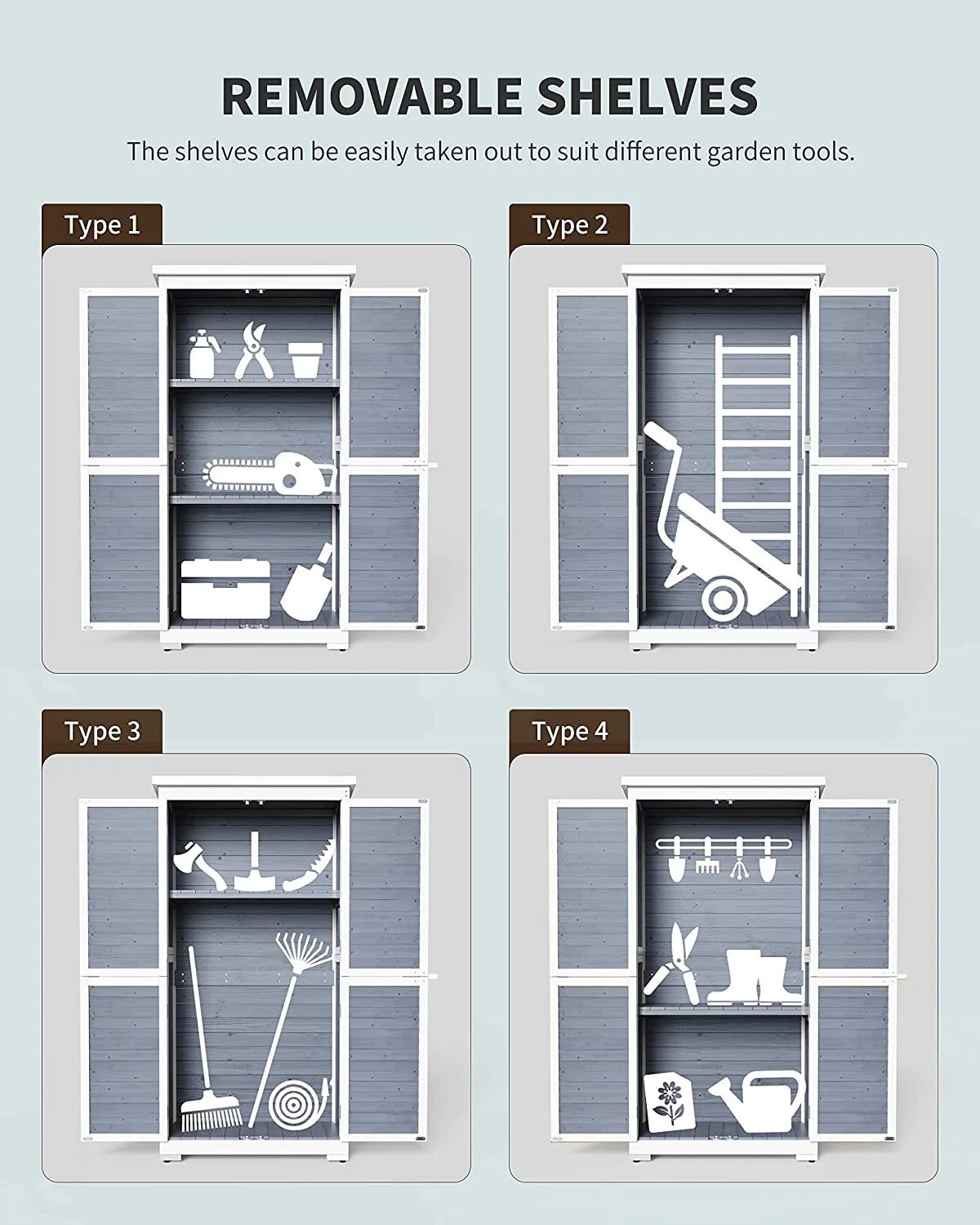 Lofka Outdoor Storage Cabinet With 2 Lockable Doors And 2 Adjustable Shelves, 34.3 x 18.3 x 63.2 in