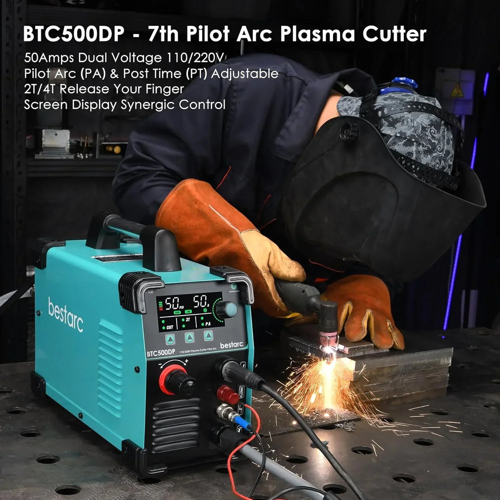 50A Plasma Cutter, Dual Voltage 110/220V, Digital Display - BTC500DP 7th Gen