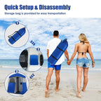 Double-Room Camping Privacy Shower Toilet Tent, Blue, 7ft x 3.5ft x 7ft - With Storage Bag