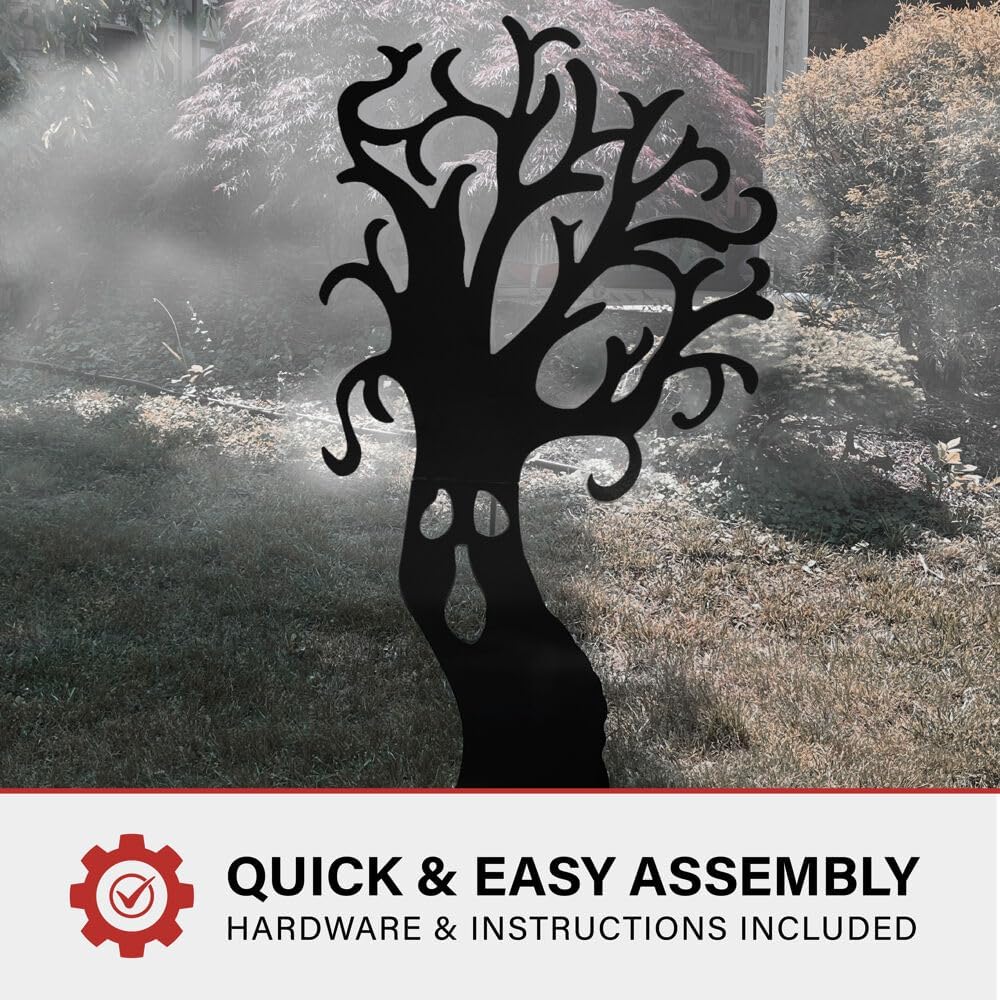 Haunted Hill Farm Black Iron Haunted Tree Silhouette, 0.8 x 34.5 x 66.5 inches - HHMTTREE066-0BLK