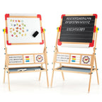 Kids Wooden Art Easel With Chalkboard, Magnetic Whiteboard And Paper Roll - 3-In-1