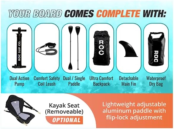 ROC Inflatable Stand-Up Paddle Board With Anti-Slip Comfortable Deck