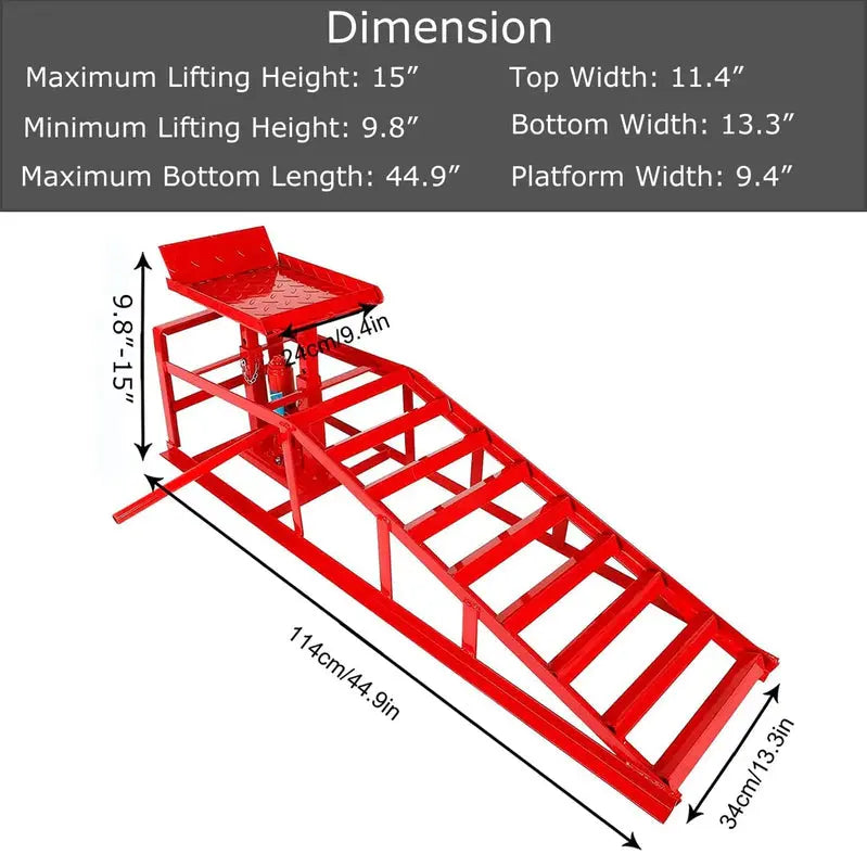 Confote Hydraulic Car Ramps 2PCS, 5-Ton, 10000lbs, Red