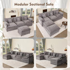 108 Inch U Shape Sectional Sofa With Removable Footstool