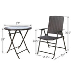 Ulax Furniture 3-Piece Wicker Folding Bistro Set With Balcony Table And Chairs