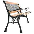 Cast Iron Outdoor Garden Bench, 49.5 x 20.5 x 29 in, Black + Natural
