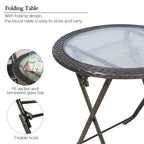Ulax Furniture 3-Piece Wicker Folding Bistro Set With Balcony Table And Chairs