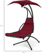 Best Choice Products Outdoor Hanging Steel Chaise Lounge Chair With Canopy, Charcoal Gray - SKY5871