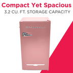 Frigidaire Retro Bar Fridge, 3.2 Cu. Ft., Pink, 65-Watt - EFR376-C-PINK