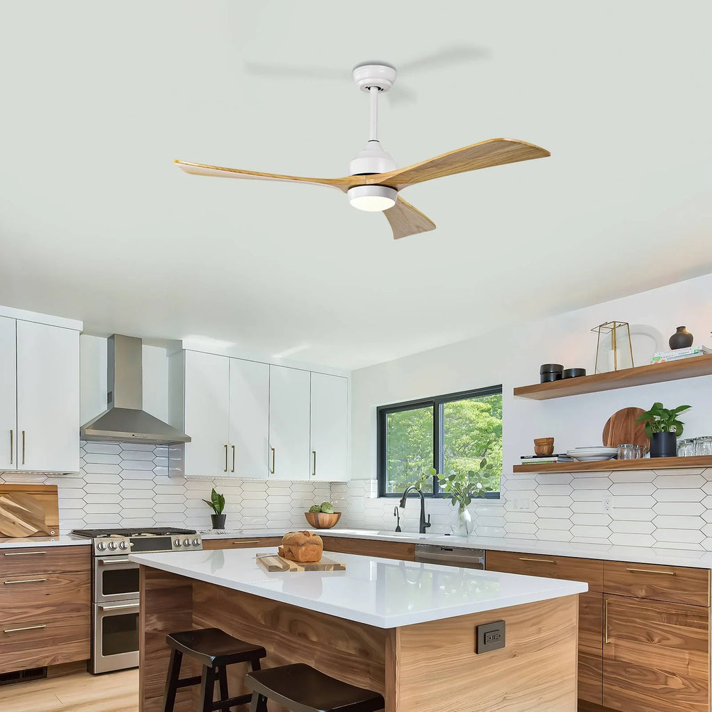 52in 3-Blade Ceiling Fan With Lights, Remote Control, 6 Speeds, Matte Black and Black Walnut