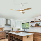 52in 3-Blade Ceiling Fan With Lights, Remote Control, 6 Speeds, Matte Black and Black Walnut