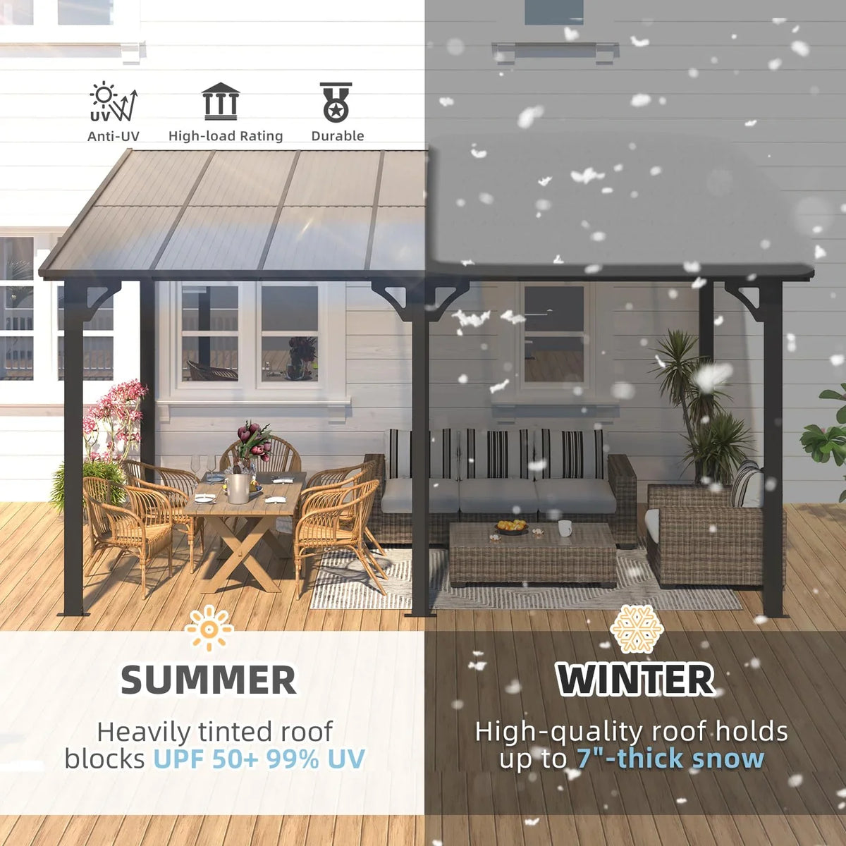 AECOJOY 14' x 10' Patio Gazebo With Roof, Dark - 168in x 120in x 98.4in