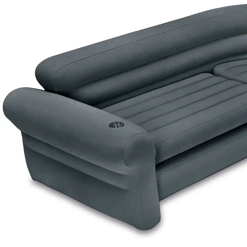 Intex Inflatable L-Shaped Corner Lounge Sofa, Gray, 2-Pack, 30 Inches - Built-In Cup Holders