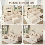 108 Inch U Shape Sectional Sofa With Removable Footstool