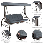 Arlopu 3-Person Outdoor Convertible Porch Swing Glider With Canopy