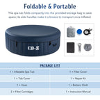 CO-Z PVC Square Inflatable Spa Tub, 5 x 5 ft, 4-Person, 120 Jets, Blue