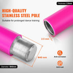 KFFKFF Dance Pole Set, 45mm Stainless Steel, Silver - HM-590S
