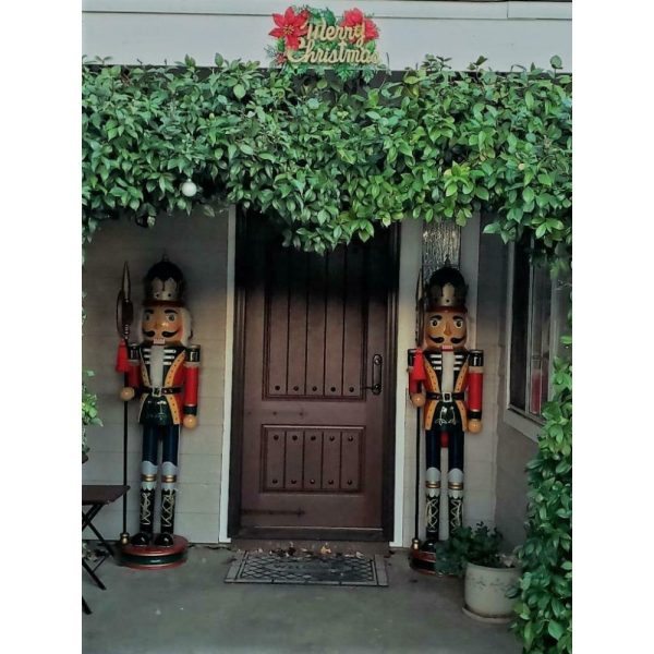 Pair Of 6-Foot Tall Wooden Nutcracker Figures - Vintage-Style Holiday Decorations