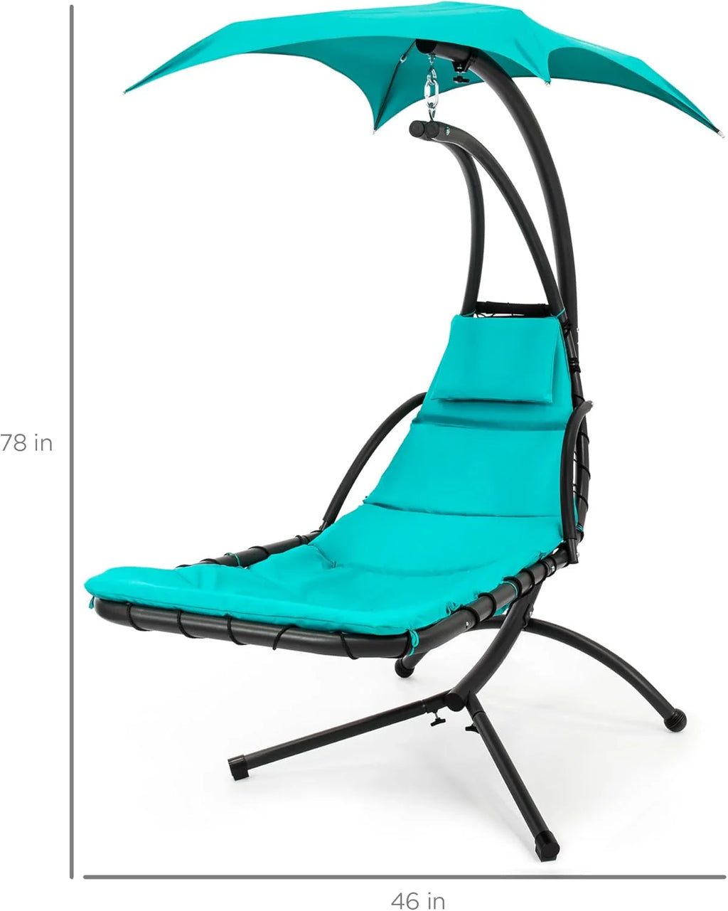 Best Choice Products Outdoor Hanging Steel Chaise Lounge Chair With Canopy, Charcoal Gray - SKY5871