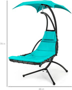 Best Choice Products Outdoor Hanging Steel Chaise Lounge Chair With Canopy, Charcoal Gray - SKY5871