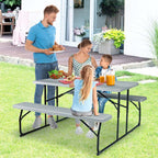 4-Person Folding Picnic Table Bench Set, 59 in x 54 in x 28.5 in - Steel And HDPE
