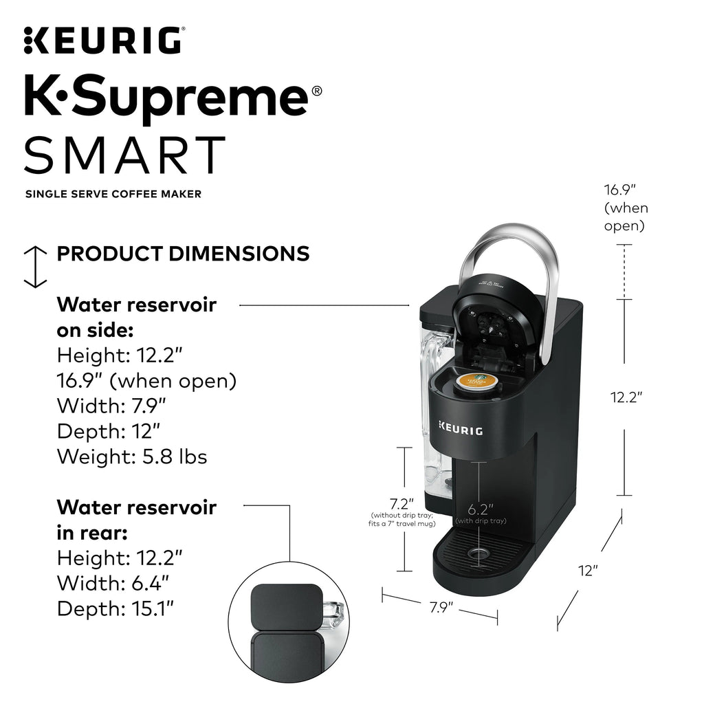 Keurig K-Supreme SMART Coffee Maker, 6-12 oz, Black - K-Supreme SMART