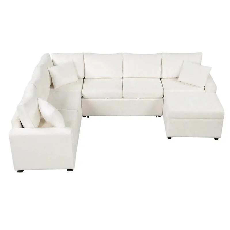Modular Sectional Sofa With Pull-Out Sleeper Function - Convertible Couch Bed For Small Spaces