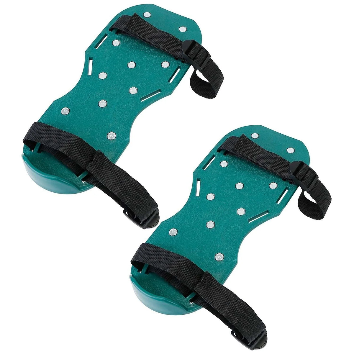 Lawn Grass Aerator Spike Shoes With Adjustable Straps, Green - 2 Pack