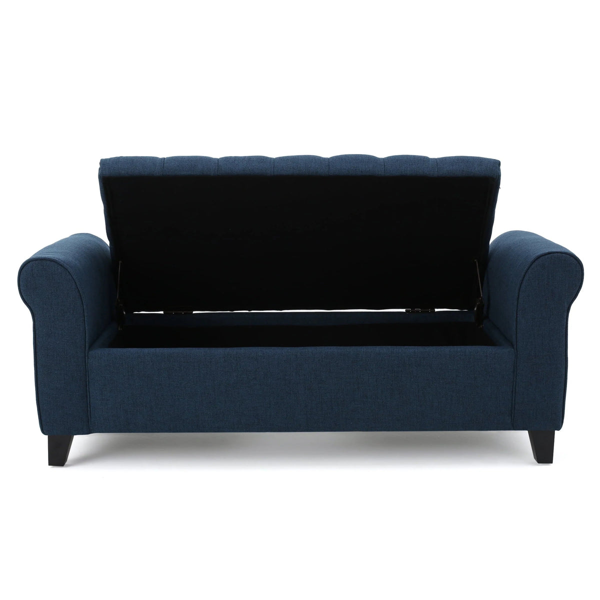 Noble House Amanda Dark Blue Fabric Armed Storage Bench