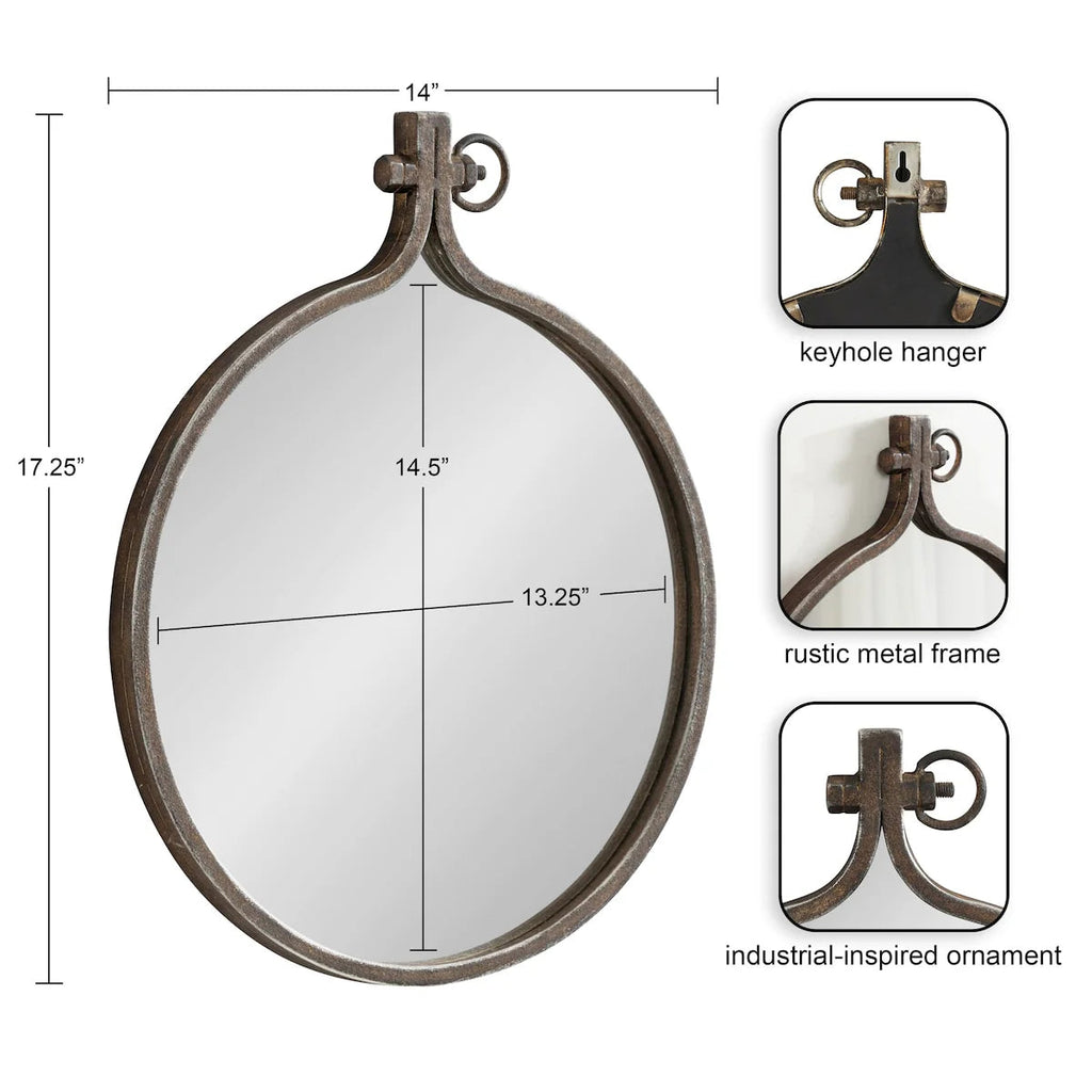 Modern Round Wall Mirror With Decorative Metal Frame