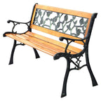 Garden Park Bench, Cast Iron And Kembat Wood, Black And Natural, 49.5in x 20.5in x 29in