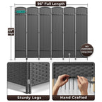 6-Panel Room Divider Privacy Screen With Hand-Woven Mesh Panels - 6 Ft Tall