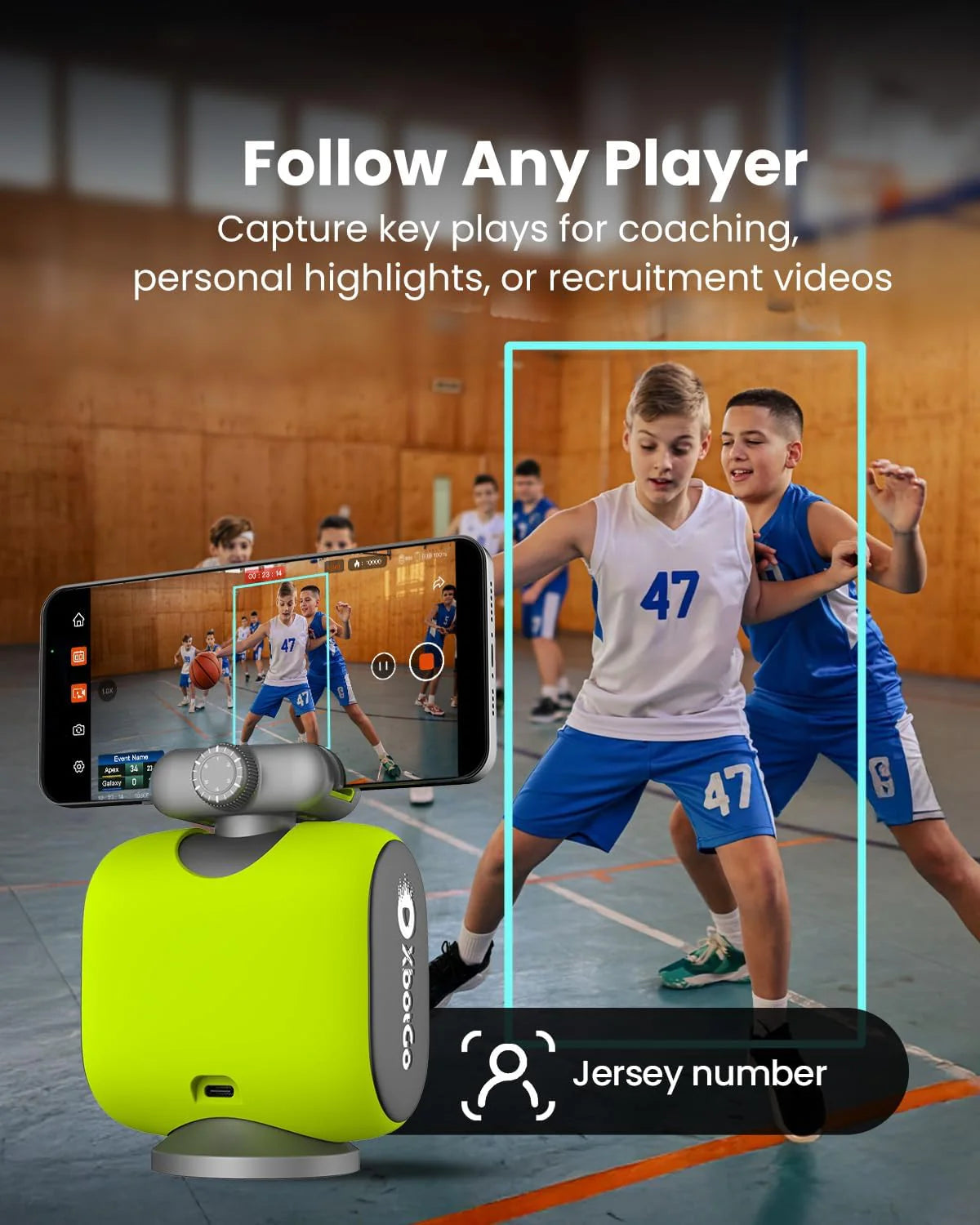 XbotGo AI 4K Sports Camera, Lava Graphite - Chameleon
