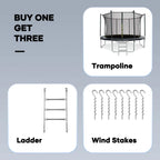 MARNUR Kids' Trampoline 8 ft With Enclosure Net, Ladder And Wind Stakes - 330 lbs Weight Capacity
