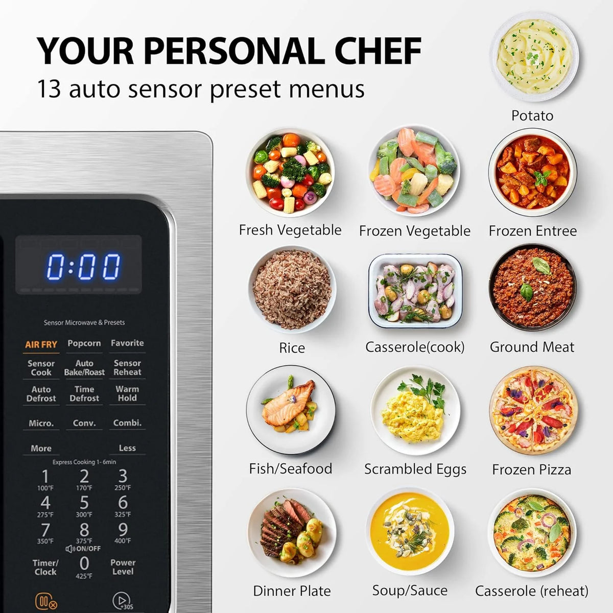 TOSHIBA 4-in-1 Countertop Microwave Oven, 1.5 Cu Ft, 1000W, Silver - ML-EC42P(SS)