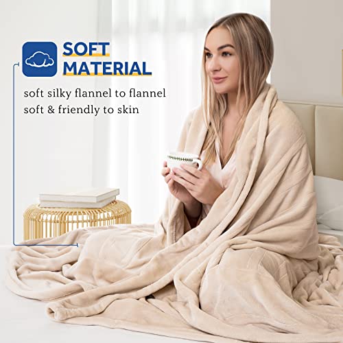 SEALY Electric Heated Blanket King Size 100in x 90in Beige Flannel - 10 Heating Levels