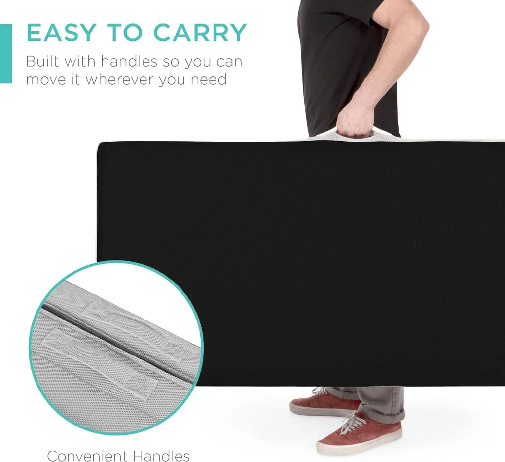 Best Choice Products Queen-Size 4in Tri-Fold Foam Mattress With Carry Case - Grey