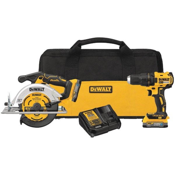 DEWALT 2-Tool 20V MAX Lithium-Ion Brushless Drill/Driver And Circular Saw Cordless Combo Kit With 2 POWERSTACK Batteries
