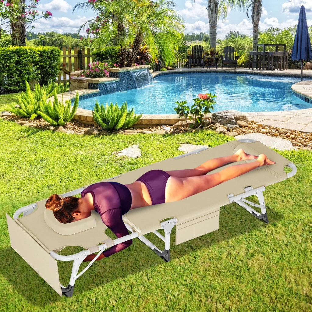 Slsy 5-Position Adjustable Folding Lounge Chair And Cot - 75.2" x 25.6" x 11.8"