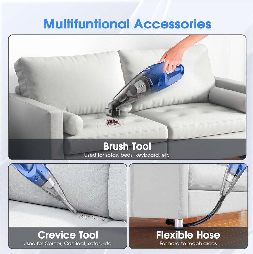 Cordless Rechargeable Handheld Vacuum, 6000Pa, 500ML, 20-25 Mins Runtime