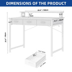 Computer Desk With 3 Fabric Drawers And Monitor Stand
