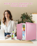 Upstreman 1.7 Cu Ft Single-Door Mini Fridge With Freezer, Black - FR17